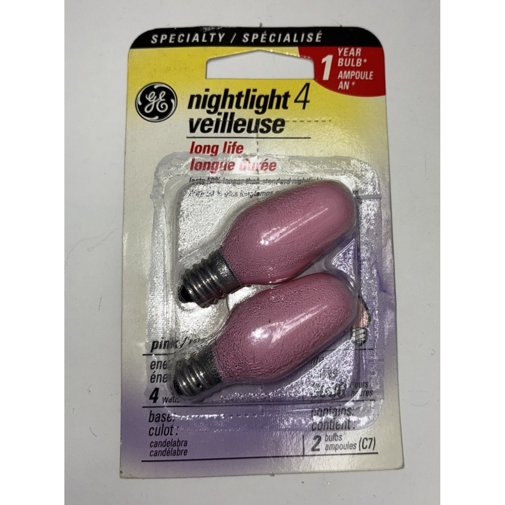 GE Pink C7 Night Light Bulbs 26222 4‎ Watts NEW